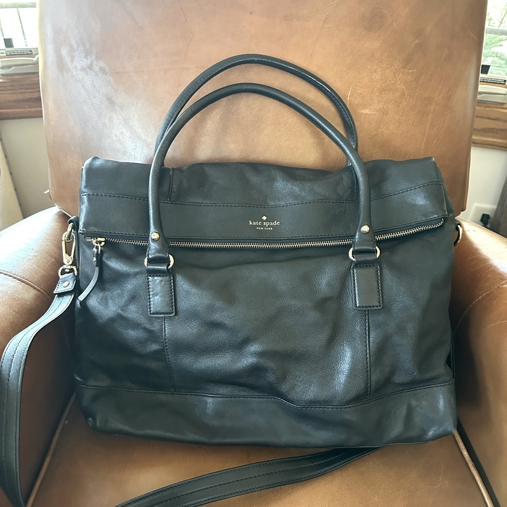Kate Spade Zipper Flap Bag XL, Black